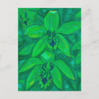 Green Orchid, Tropic Flower Floral Pastel Painting