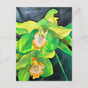 Green Orchid watercolor pop art Postcard