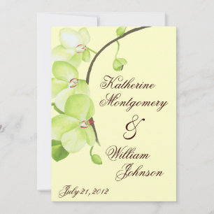 Green orchid wedding invitation
