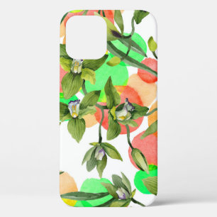 Green orchids: watercolor floral seamless. iPhone 12 case