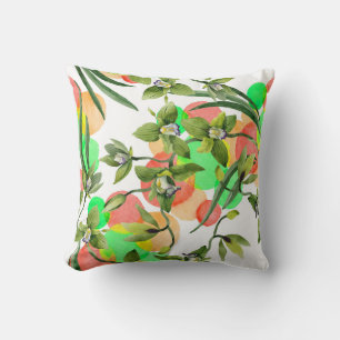 Green orchids: watercolor floral seamless. cushion