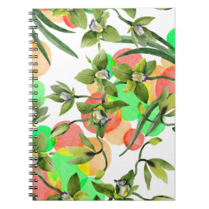Green orchids: watercolor floral seamless. notebook