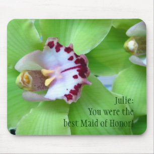 Green Orchids - your text Mouse Pad