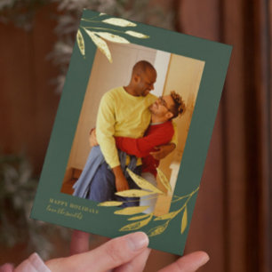 Green Organic Natural Christmas Wedding Photo Gold