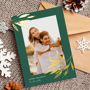 Green Organic Natural Christmas Wedding Photo Gold