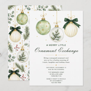 Green Ornament Exchange Christmas Party Invitation