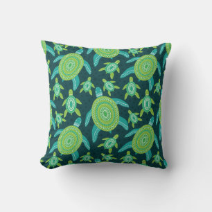 Green ornament turtles: vintage pattern. cushion