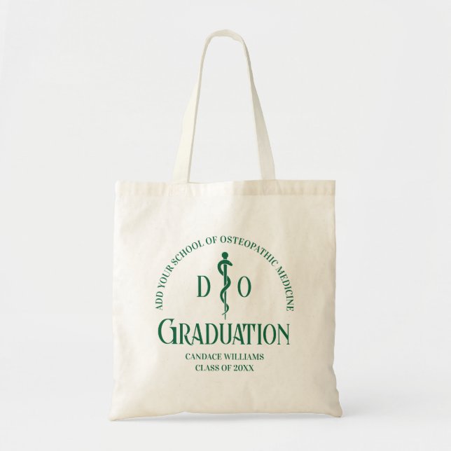 Green Osteopathic Medical School Graduation Tote Bag (Front)