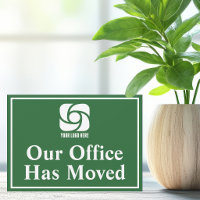 Green Our Office Has Moved Business Logo