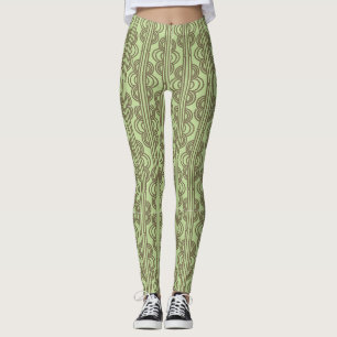 Green Oval Chains  Leggings