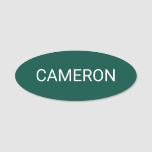 Green Oval Name Tag Badge Magnetic or Pin 3 inch