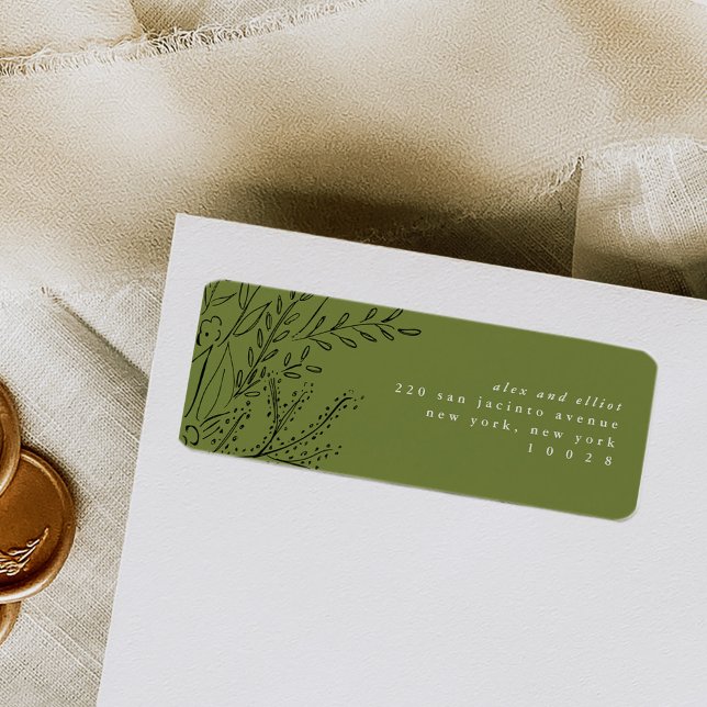 Green Overflowing Bouquet Return Address Labels (Green elegant overflowing bouquet return address labels.)