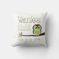 Green Owl Baby Birth Announcement