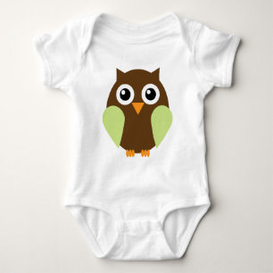 Green Owl Baby Bodysuit