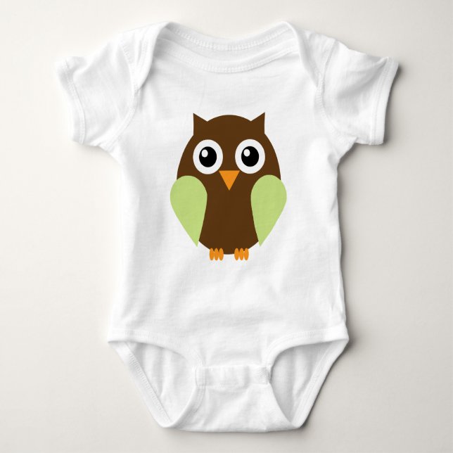 Green Owl Baby Bodysuit (Front)