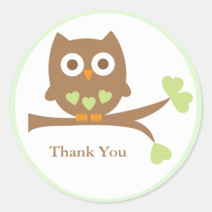 Green Owl Baby Shower Envelope Seals