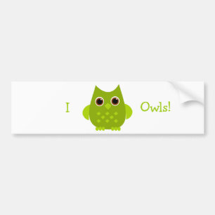 Green Owl Bumper Sticker