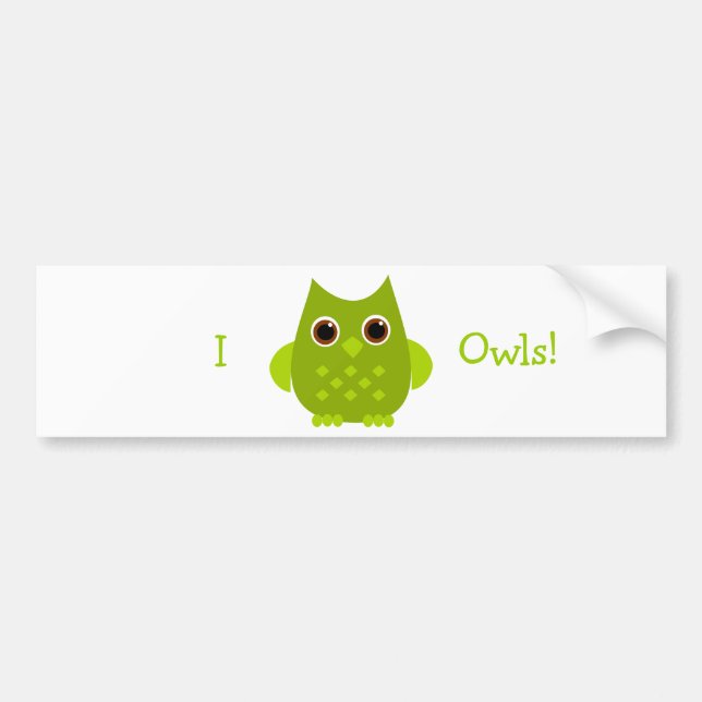 Green Owl Bumper Sticker (Front)