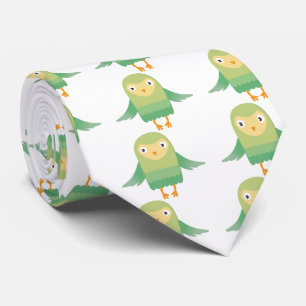 Green owl cartoon tie
