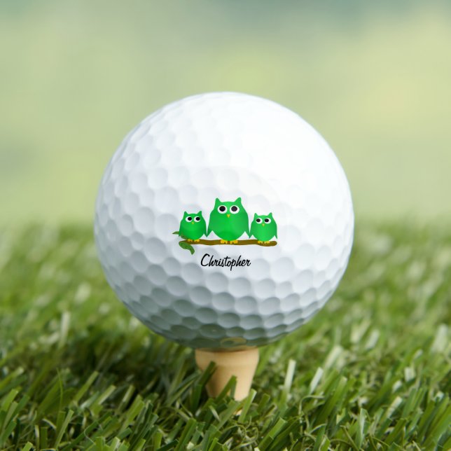 Green Owl Design Personalised Golf Balls (Insitu Tee)