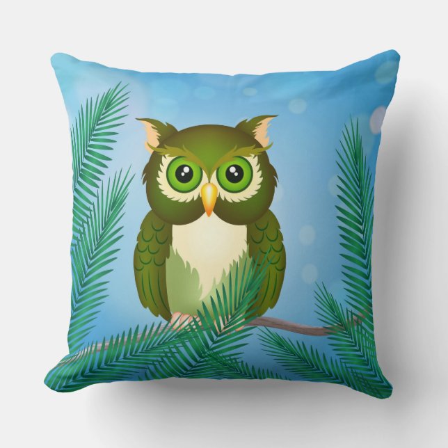 Green Owl Pillow (Front)