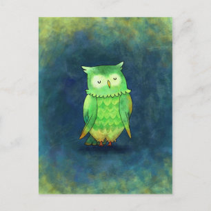Green Owl Postcard