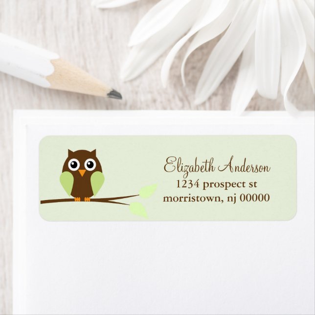 Green Owl Return Address Labels (Insitu)