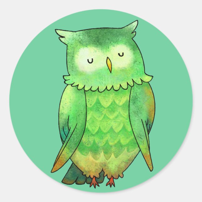 Green Owl Small Stickers (Front)