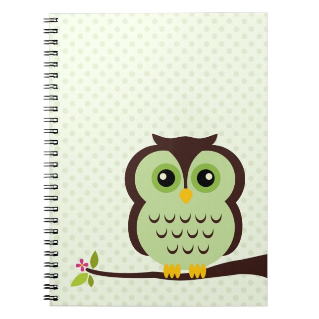 Green Owl Spiral Notebook (Front)