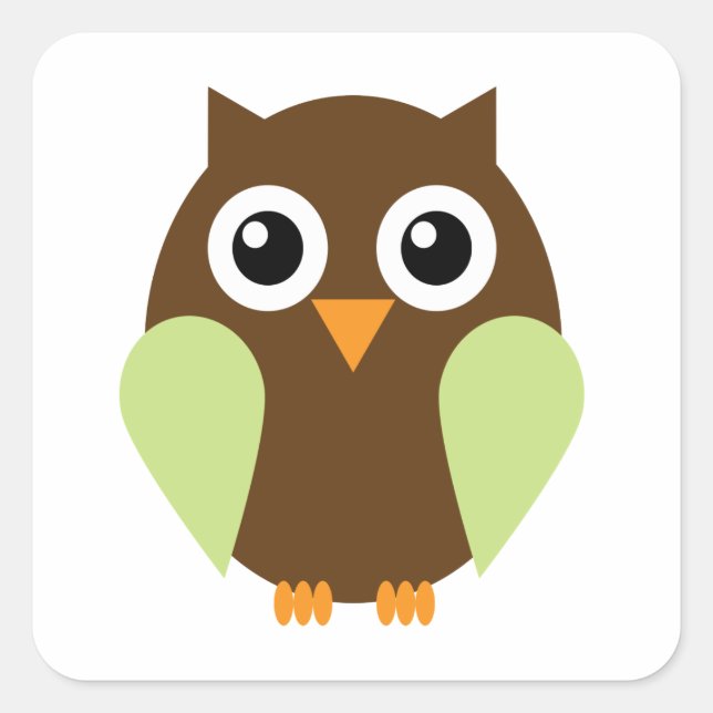 Green Owl Square Sticker (Front)