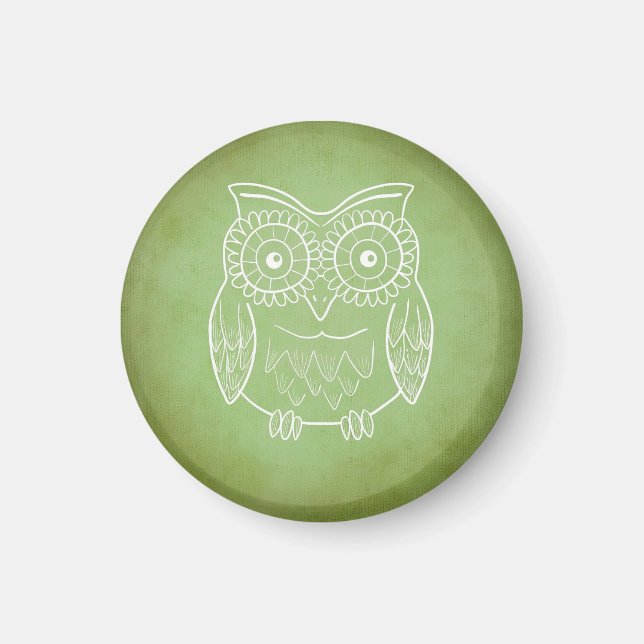 Green Owl Stencil Magnet (Front)