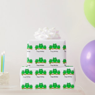 Green Owls Design Birthday Gift Wrapping Paper