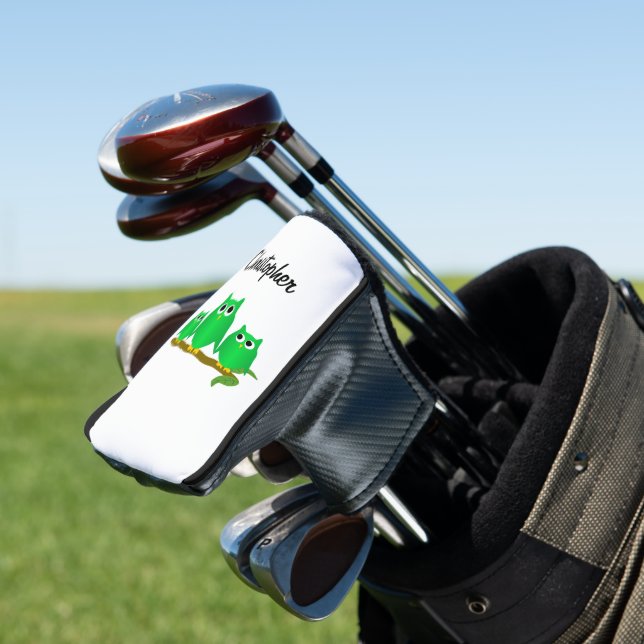 Green Owls Design Personalised Golf Head Cover (In Situ)