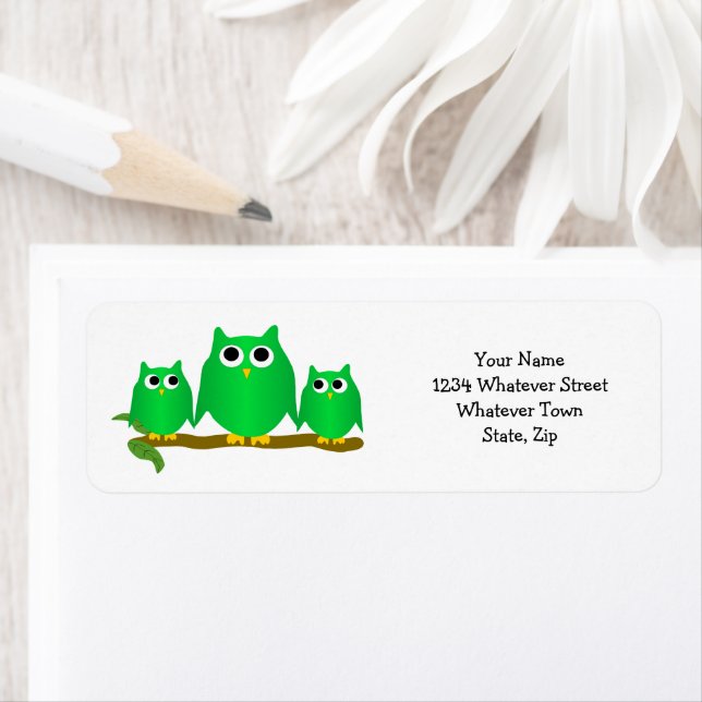 Green Owls Design Return Address (Insitu)