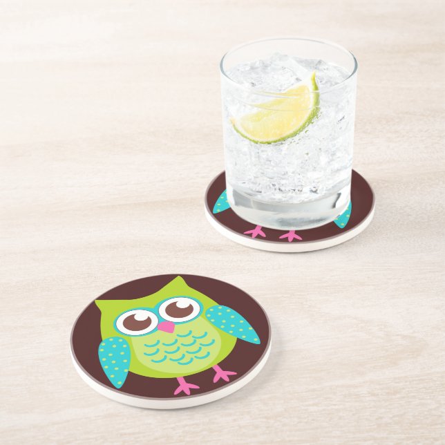 Green Owls Gift Coaster (Side)