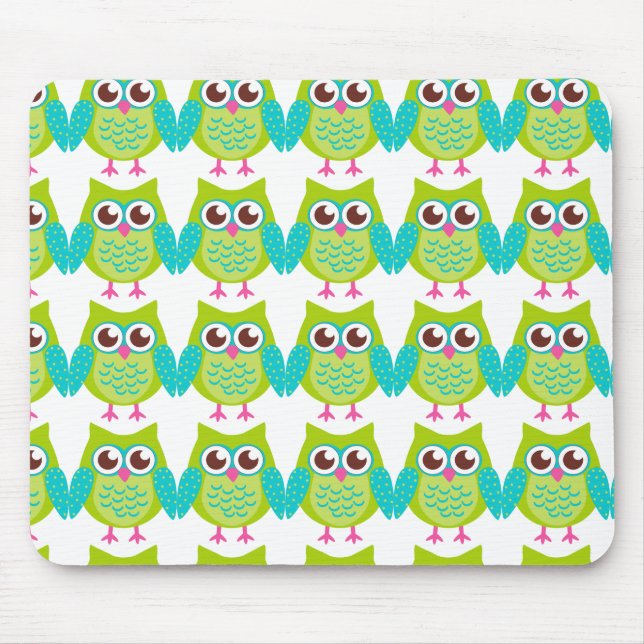 Green Owls Gift Mouse Pad (Front)
