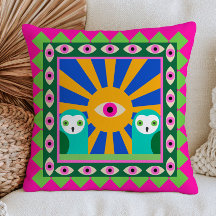 Green Owls Retro Sunrays Evil Eye Bold Maximalist 