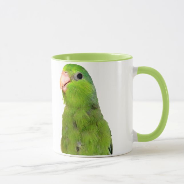 Green Pacific Parrotlet Bird 11 oz ringer cup mug (Right)