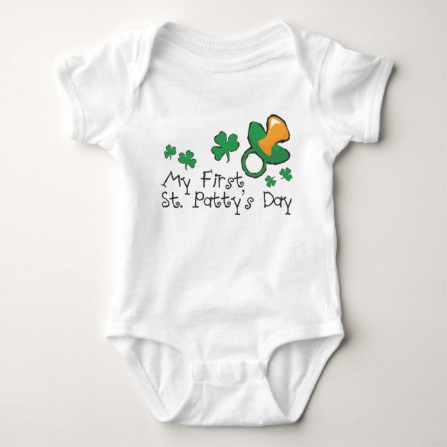 Green Pacifier and Shamrocks Baby Bodysuit (Front)