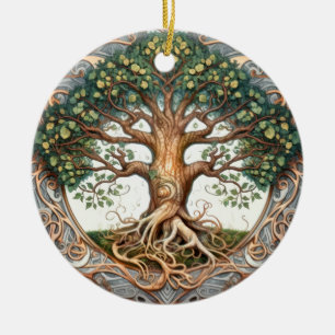 Green Pagan Tree of Life  Ceramic Tree Decoration