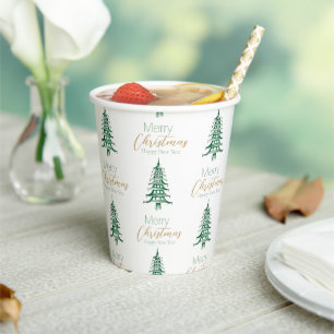 green Pagoda Christmas Tree Pattern Paper Cups