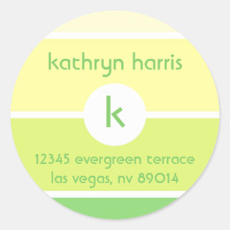 Green paint chip modern monogram address label