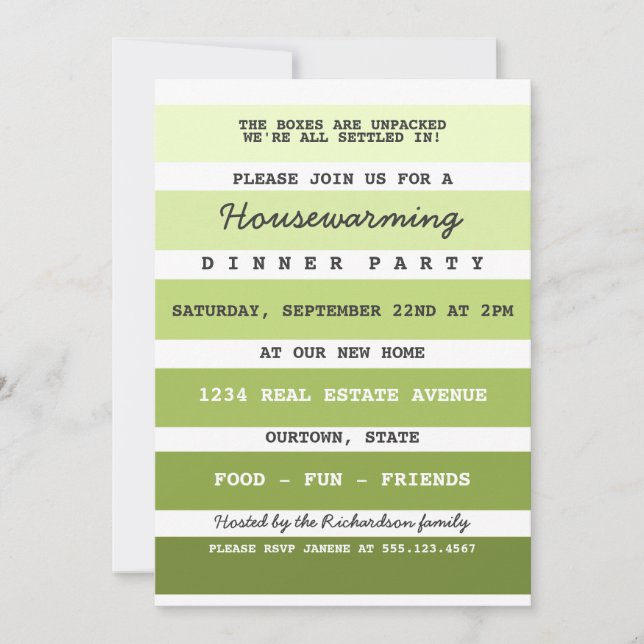 Green Paint Sample Housewarming Party Invitation (Front)