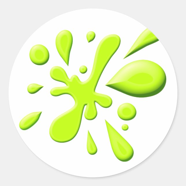 Green Paint Splodge Classic Round Sticker (Front)