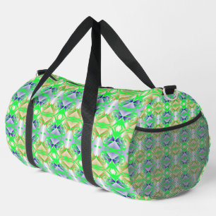 Green paintings on diamond pattern duffle bag