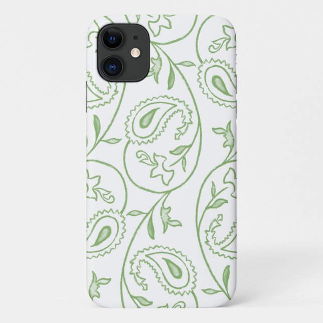 "Green Paisley" Aesthetic Floral Pattern Phone  Case-Mate iPhone Case (Back)