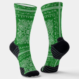 Green Paisley Bandanna Print Socks