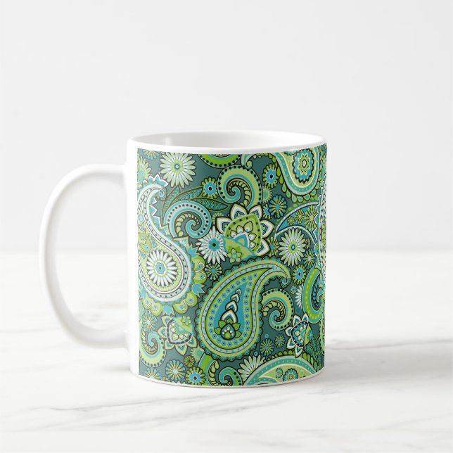 Green Paisley Coffee Mug (Left)