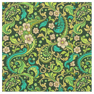 Green Paisley Design Fabric