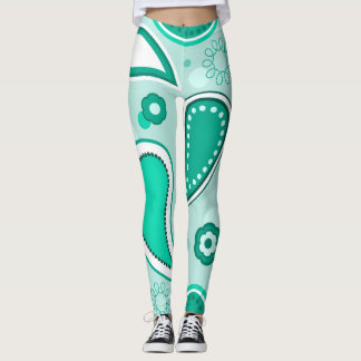 green paisley leggings